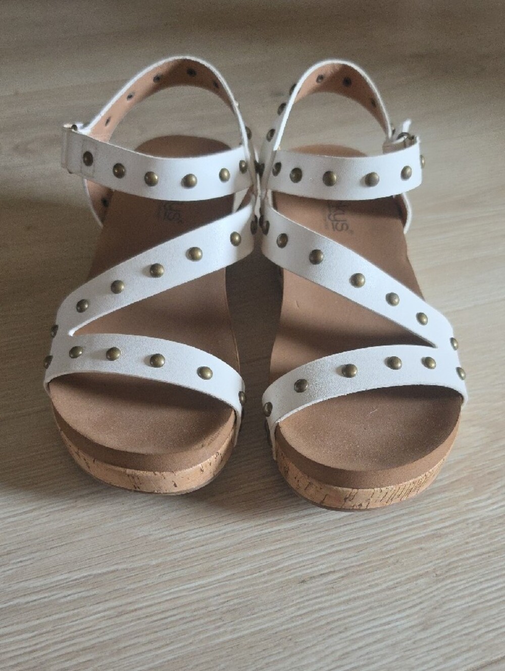 Corkys White Studded Cork Wedge Sandals - Picture 3 of 16
